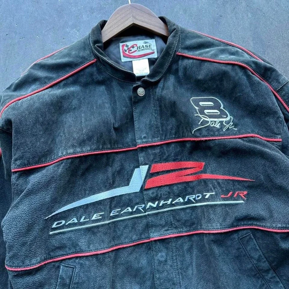 Vintage Dale Earnhardt JR Budweiser NASCAR Jacket Suede Leather Sz XL - Picture 2 of 6